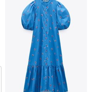Zara Embroidered Puff Sleeve Dress